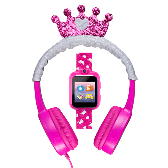 iTech Junior Girls Headphones & Smartwatch Set - Fuchsia Crown 900292M-40-Q01
