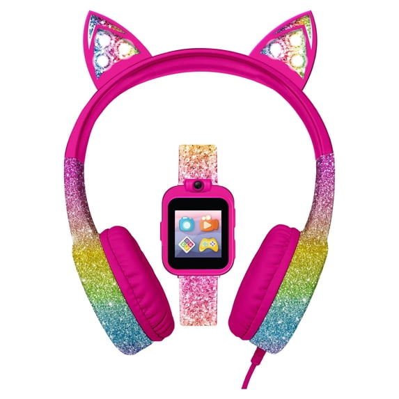 iTech Junior Girls Headphones & Smartwatch Set - Rainbow Ears 900282M-40-F58