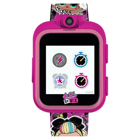 iTech Junior Kids Girls Smart Watch: Pink Glitter Base with 'LOL Surprise' Words Printed, All Ages