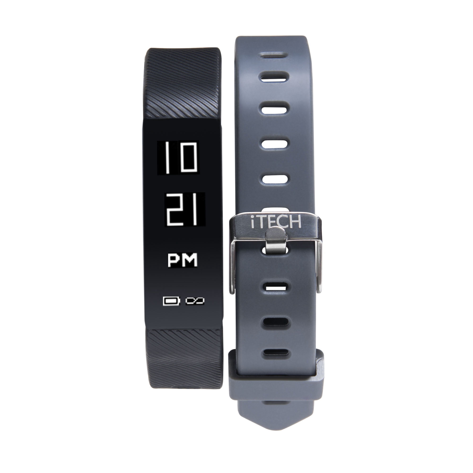 iTech Sport Activity Tracker with Interchangeable Strap, Black/Grey