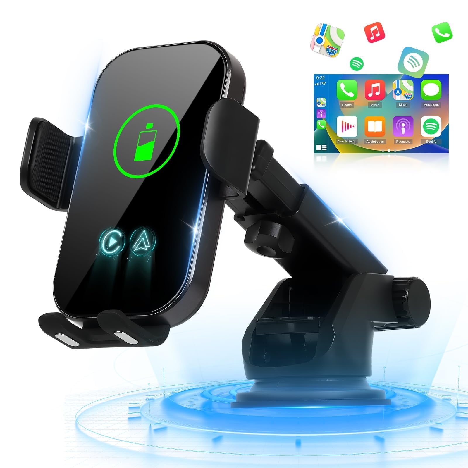Hinyx Car Phone Holder Wireless Charger, 15W Fast Charging For Magnetic
