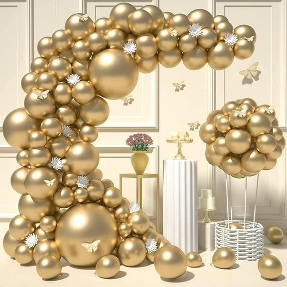 iTi 18"/10"/12"/5" Graduation Party Ballons, Metallic Gold, 120 Count