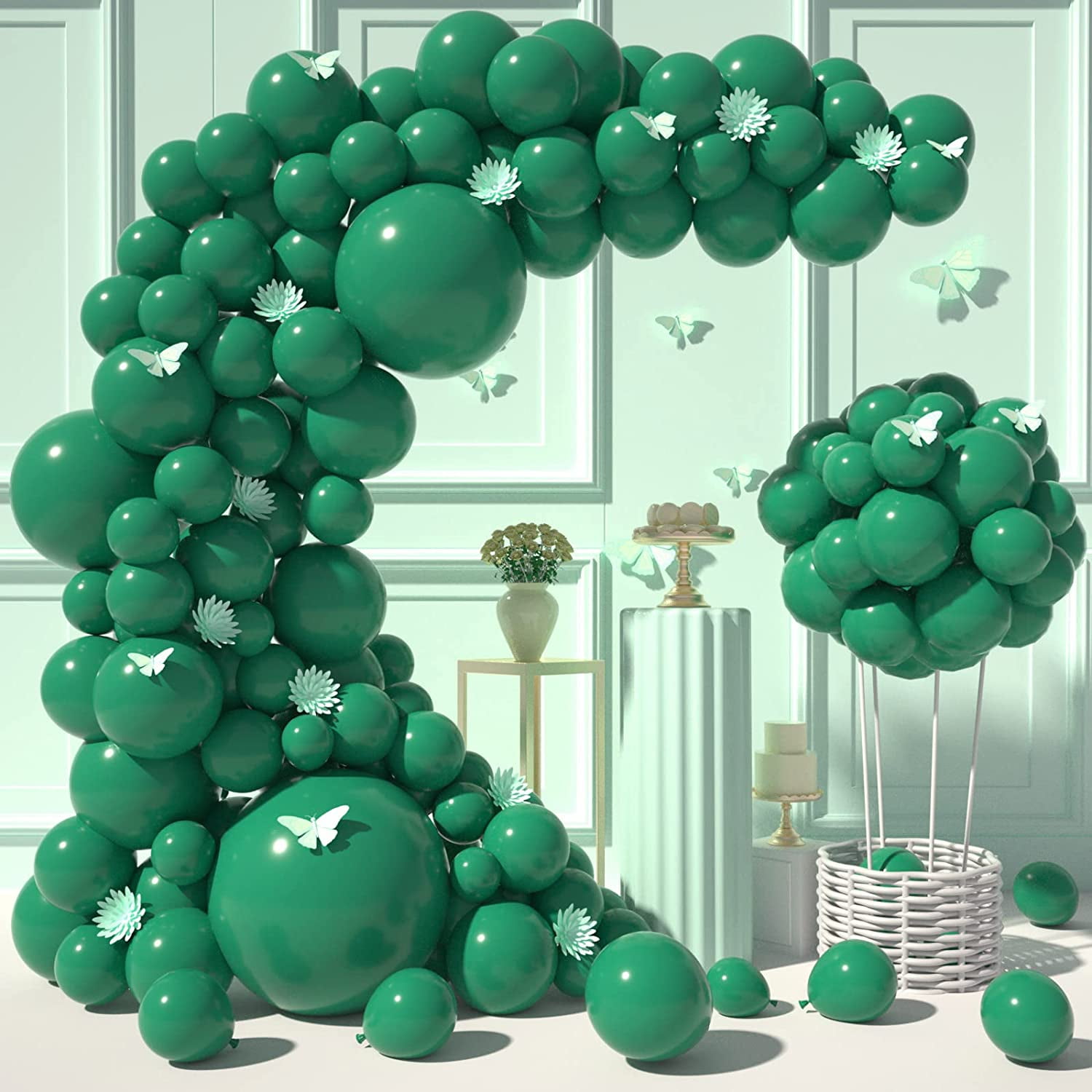 ITi Dark Green Balloons Garland - 120 Pcs 18/10/12/5 Inch Dark Green ...