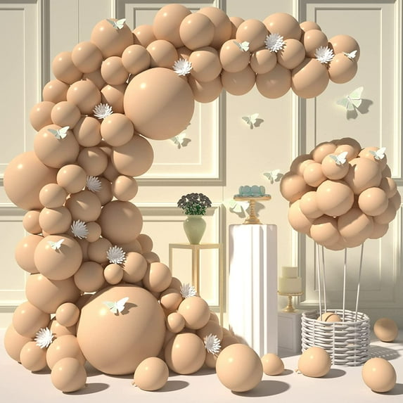 iTi Nude Balloons Garland Kit-120 Pcs 18/10/12/5 Inch Nude Balloon Difference Size Nude Qualatex Balloons As Party Decorations for Bachelorette Party Graduation Wedding Baby Shower