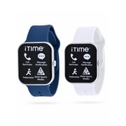 ACCUTIME iTime Adult Unisex Smart Watch with Silicone Strap Set in Navy and White (ITE30001BU)