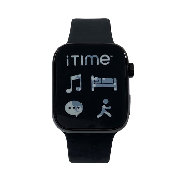 iTime Rectangle Adult Smart Watch in Black with Black Sport Loop Strap
