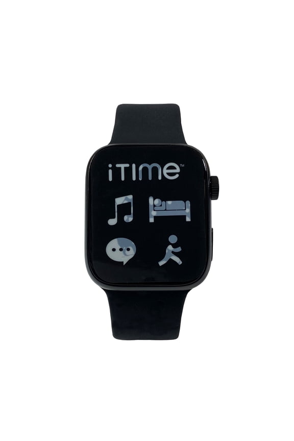 iTime Rectangle Adult Smart Watch in Black with Black Sport Loop Strap
