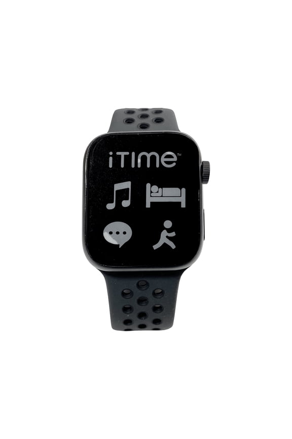 iTime Rectangle Adult Smart Watch in Black with Perforated Strap