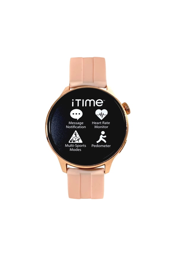 iTime Round Adult Smart Watch in Rose Gold Perforated Strap