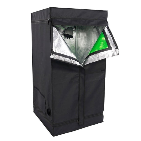 iTopRoad 24"x 24"x 48" Oxfor Mylar Grow Tent with Observation Window and Floor Tray
