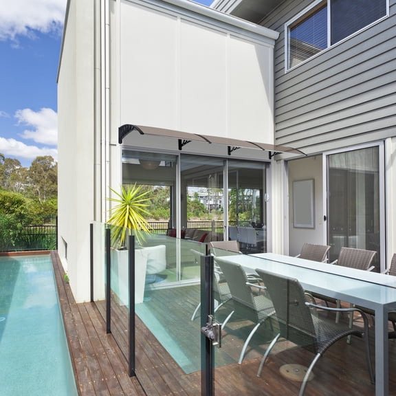 iTopRoad 39.37" x 118.11"  Awning Outdoor Patio Window Cover Brown Board & Black Holder