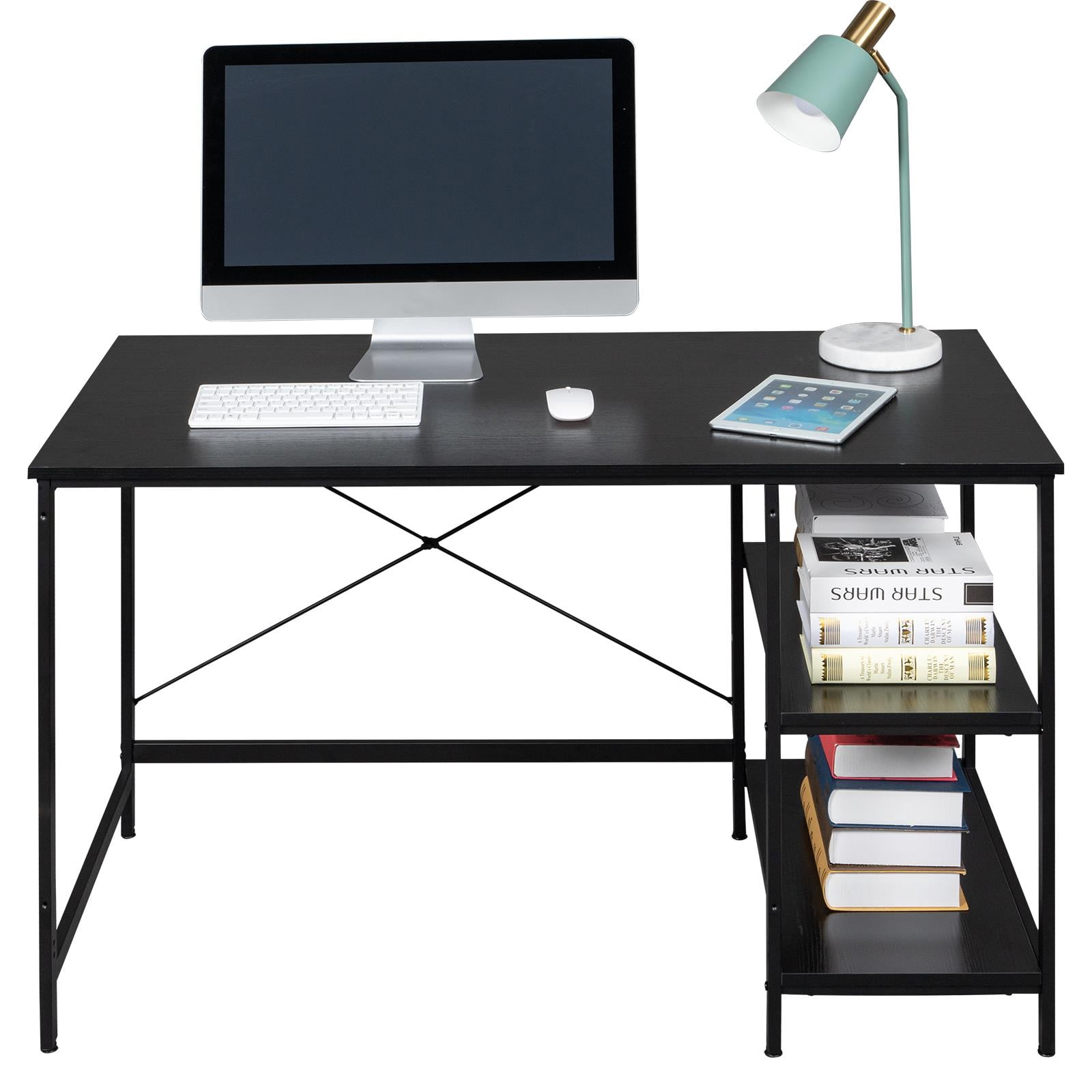 iTopRoad 47 Inch Computer Desk with Side Shelves for Storage,Durable