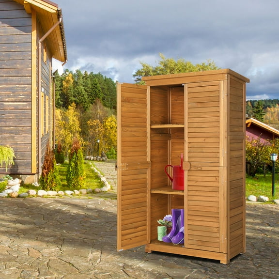 iTopRoad 63'' Garden Shed for Tool Storage with Asphalt Felt Roof Outdoor Shed Cabinet for Patio Backyard