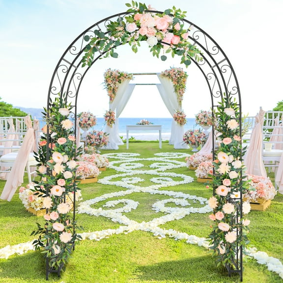 iTopRoad 7Ft Metal Garden Arch Arbor Archway for Climbing Plant;Wedding Ceremony;Party