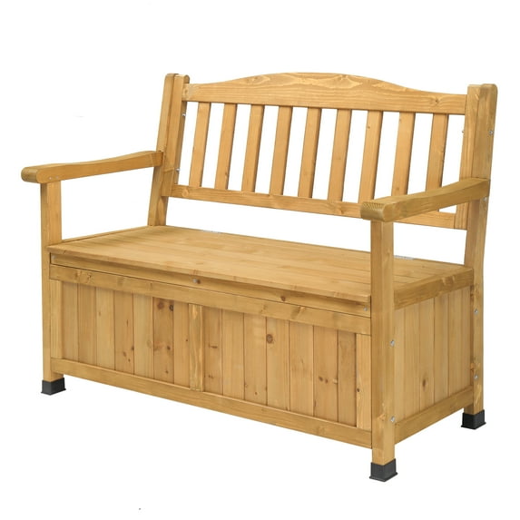iTopRoad Cedar Storage Deck Box Storage Bench for Patio and Garden