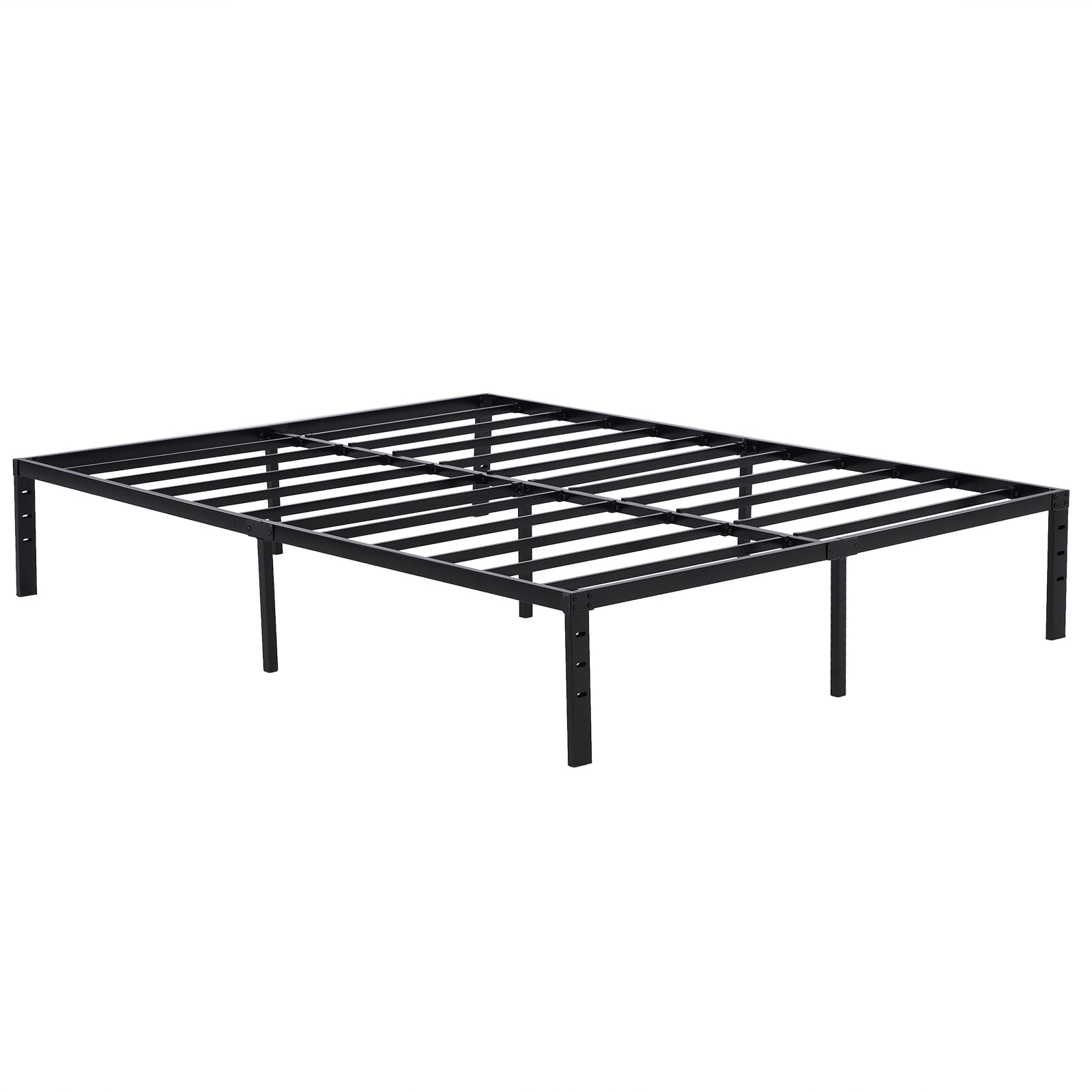 iTopRoad Full Size Bed Frames Platform Metal,Height 14'', HeavyDuty Steel Slats, Black