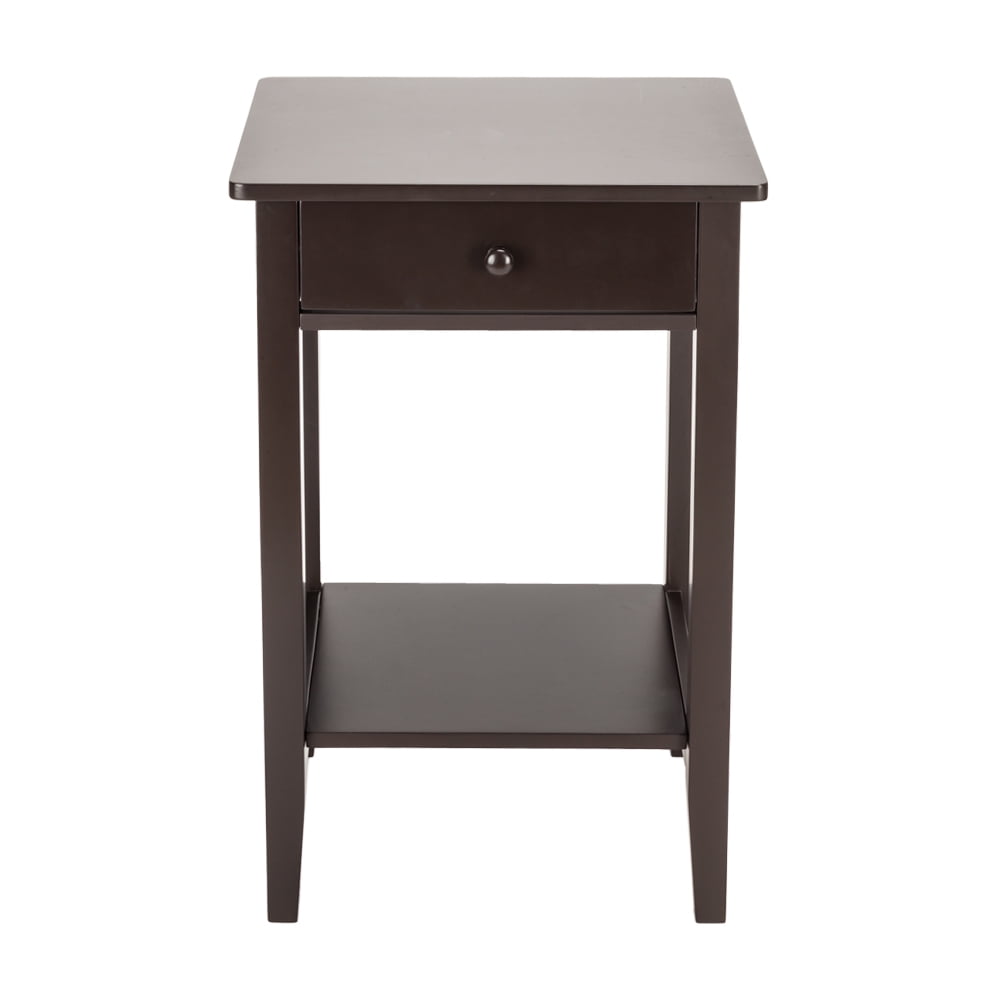 Dark Brown MDF Wood 1-Drawer Nightstand with Shelf
