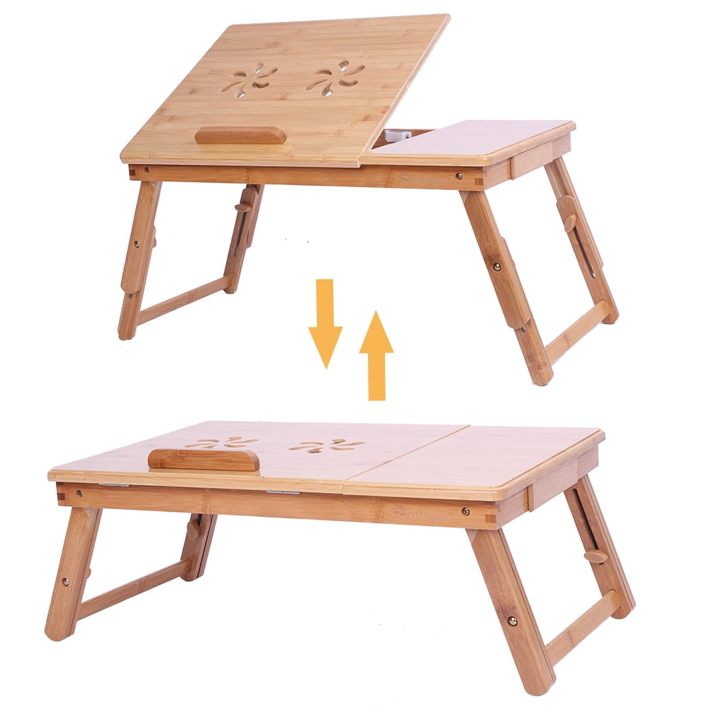iTopRoad Nature Bamboo Folding Laptop Computer Table Tray Stand