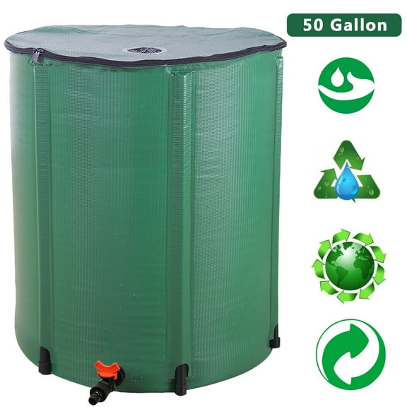 iTopRoad Rain Barrel Outdoor Patio Water Storage Barrel 50 Gallon Green