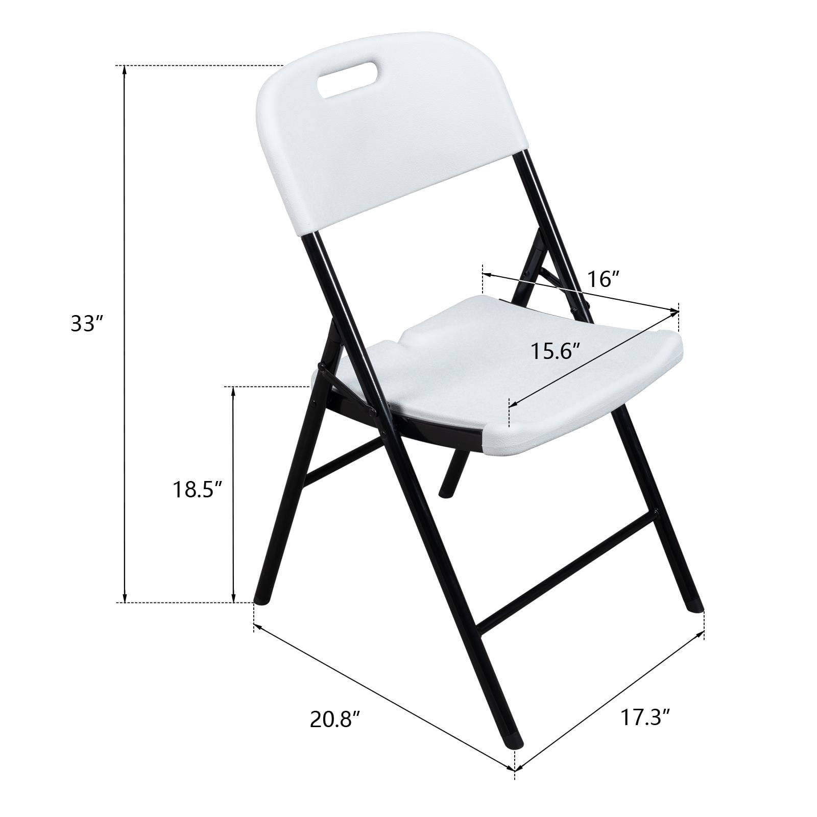 iTopRoad Set of 4 Plastic White Folding Chairs, Outdoor Portable Chairs ...