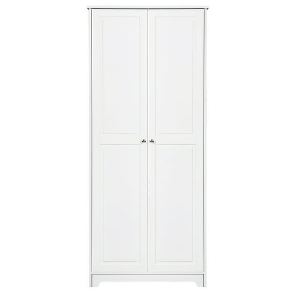 iTopRoad Wardrobe Storage Cabinet, Armoire Closet with Doors, Standing Orgaziner Box Furniture, White Finish