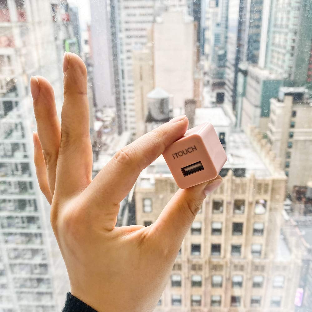 iTouch Charging Cube for Wall & USB Charging Cable, Pink