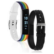 iTouch Slim Fitness Tracker with Bonus Strap Rainbow Print on White Band/Black Band