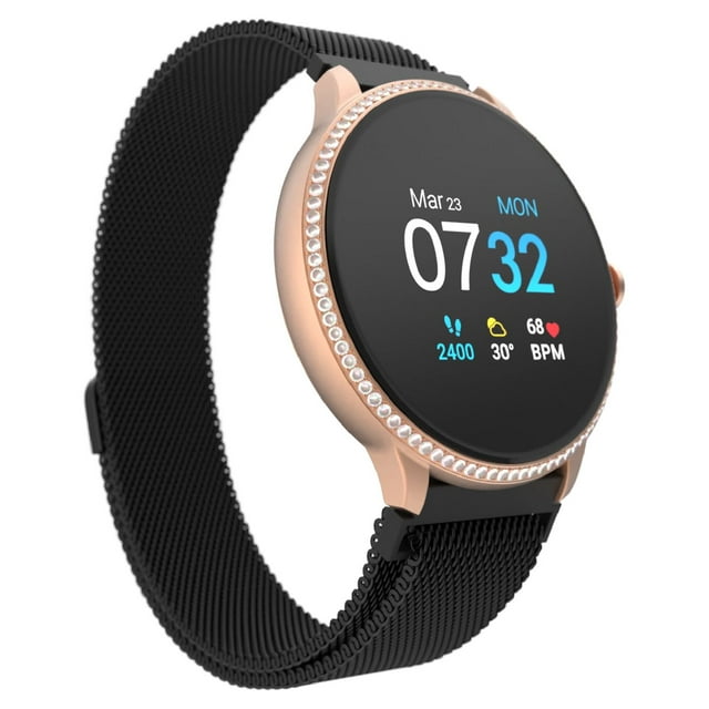 iTouch Sport 3 Special Edition Smart Watch & Fitness Tracker, For Women and Men, (43mm), RoseGold Case, Black Band