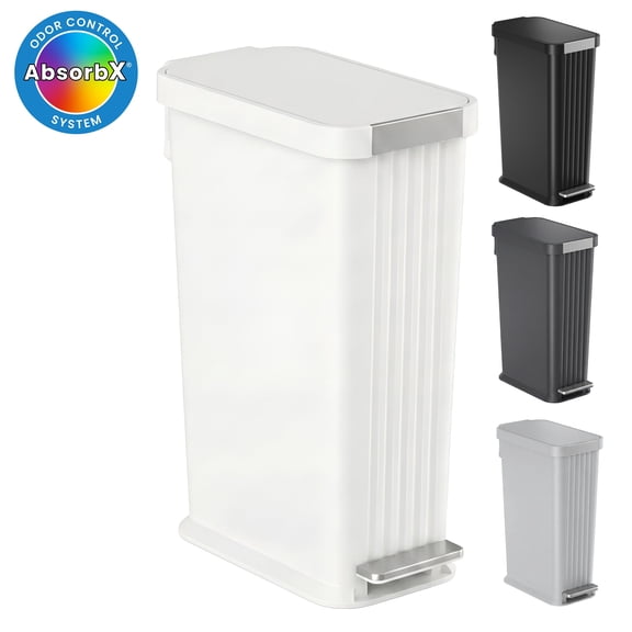 iTouchless 13.2 Gal SoftStep Slim Step Kitchen Trash Can with Odor Filter (White Plastic)