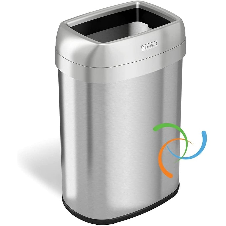 Large Silver Stainless Steel Touchless Trash Can with Odor Filters