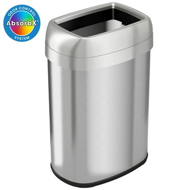 iTouchless 13 Gallon Elliptical Open Top Trash Can and Recycle Bin with Double Odor Filters and Large 12-Inch Opening, Commercial Grade Slim Garbage Container for Home, Office Restaurant, Restroom