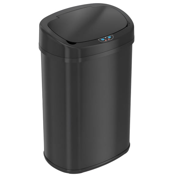 iTouchless 13 Gallon Oval Stainless Steel Sensor Kitchen Trash Can with AbsorbX Odor Filter