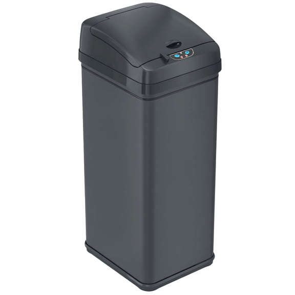 iTouchless 13 Gallon Stainless Steel Sensor Kitchen Trash Can with AbsorbX Odor Filter Matte Gray