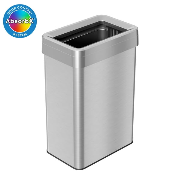 iTouchless 16 Gallon Commercial Grade Stainless Steel Dual-Deodorizer Open Top Rectangular Trash Can