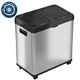 thumbnail image 1 of iTouchless 16 Gallon Touchless Trash Can and Recycle Bin, Stainless Steel, Dual-Compartment (8 Gal each), Kitchen Recycling and Garbage, 1 of 7