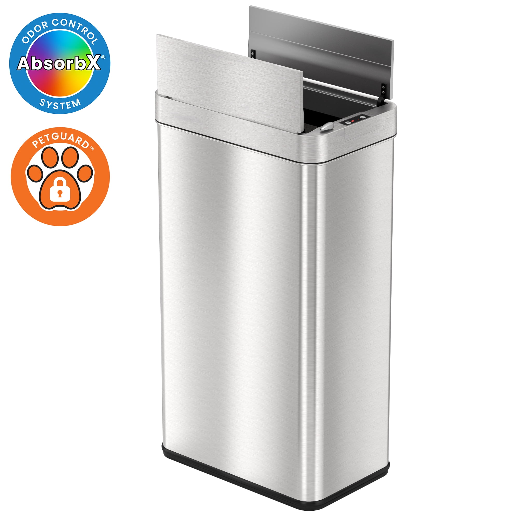Silver Stainless Steel Touchless Motion Sensor Trash Can 18 Gallon