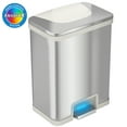 thumbnail image 1 of iTouchless AutoStep 13 Gallon Stainless Steel Automatic Step Trash Can with AbsorbX Odor Filter, White Trim, 49 Liter Garbage Bin for Home, Office, 1 of 7