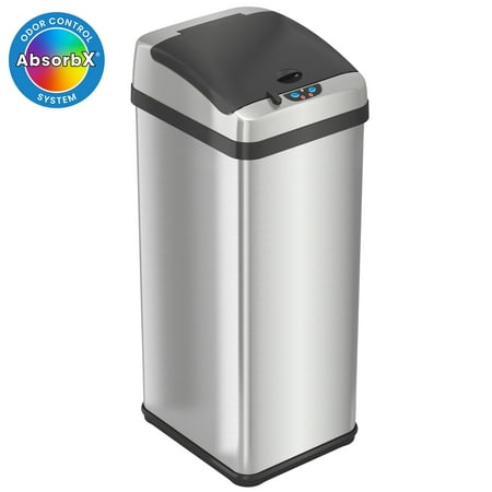 iTouchless IT13RX 13 Gallon Touchless Kitchen Garbage Trash Can, Stainless Steel