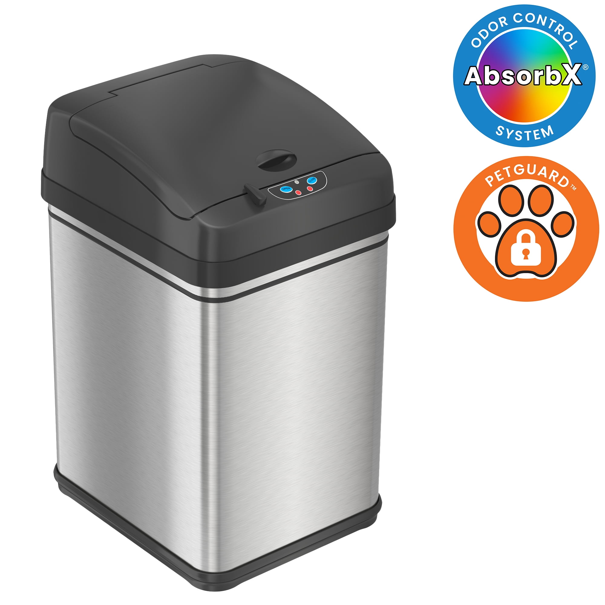 iTouchless 8 Gallon Touchless Sensor Kitchen Trash Can with Odor Control  System, Stainless Steel, Round Garbage Bin for Home or Office