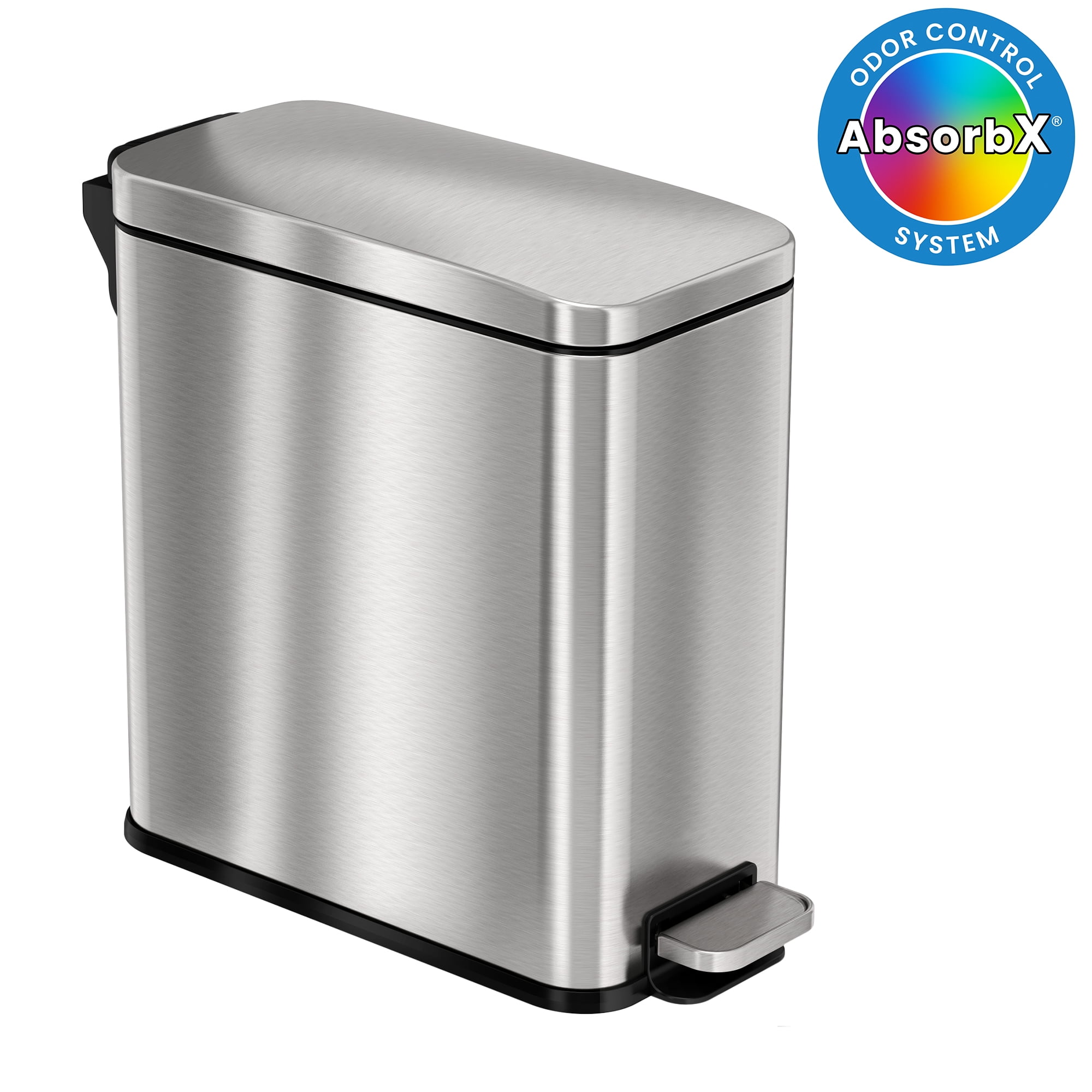 Slim Brushed Stainless Steel 3-Gallon Step Trash Can