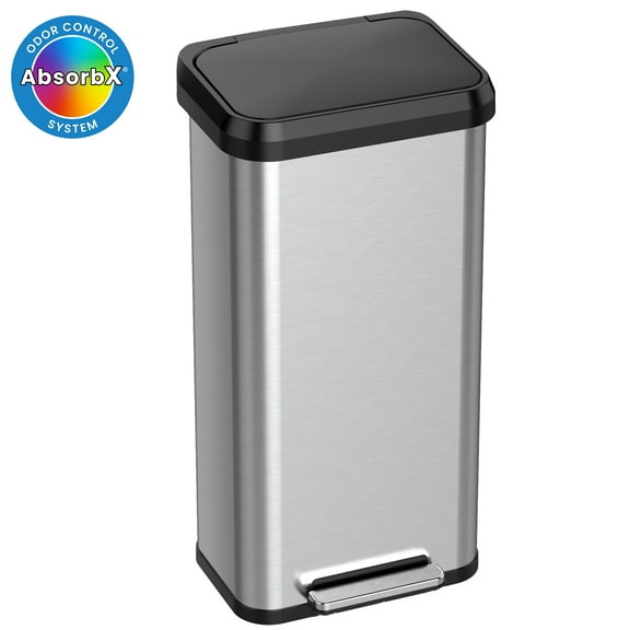 iTouchless SoftStep EXP 20 Gallon Step Pedal Trash Can with AbsorbX Odor Filter, Stainless Steel with Durable Plastic Lid, 75 Liter Garbage Bin for Kitchen, Home, Office, Business