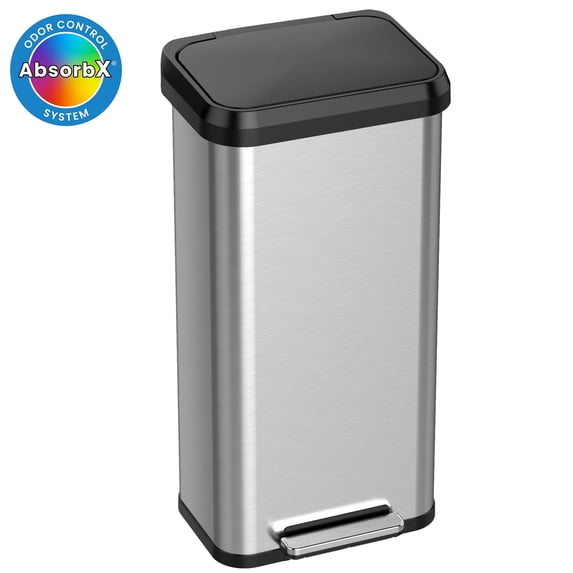 iTouchless 20 Gal SoftStep Stainless Steel Step Kitchen Trash Can with AbsorbX Odor Filter Brushed Silver.=