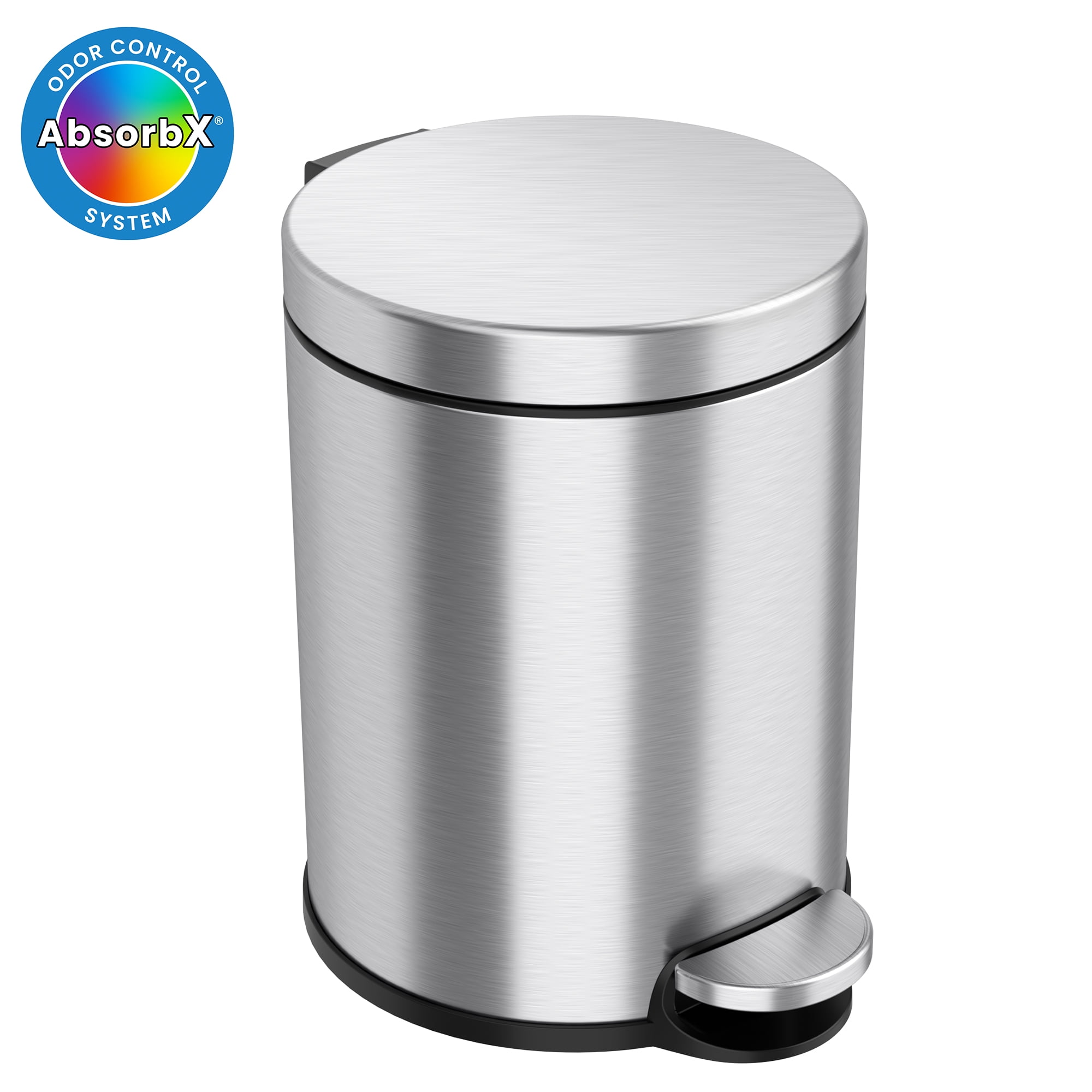 Stainless Steel 1.3 Gallon Round Step Trash Can with Odor Filter