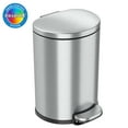 thumbnail image 1 of iTouchless SoftStep Semi-Round Stainless Steel Step Trash Can with Hinged Lid 1.85 Gallon (IP02DSS), 1 of 6