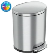 iTouchless SoftStep Semi-Round Stainless Steel Step Trash Can with Hinged Lid 5.02 Gallon IP05DSS