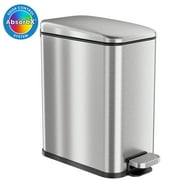 iTouchless SoftStep Slim Stainless Steel Step Trash Can with Hinged Lid 1.29 Gallon PS01RSS