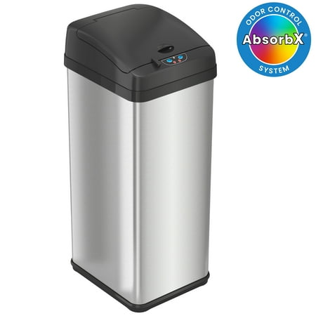 iTouchless - 13-Gal. Touchless Trash Can - Stainless Steel