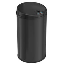 iTouchless Stainless Steel Sensor Trash Can w/AbsorbX Odor Control Black 8 Gal MT08RB