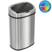 iTouchless 13 Gallon SensorCan Stainless Steel Oval Sensor Trash Can with Odor Filter