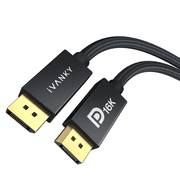 iVANKY 10ft DisplayPort 2.1 cable, 80Gbps, supports 16K@60Hz, 8K@120Hz, 4K@240Hz/165Hz, 2K@360Hz. Compatible with HDR10, HDCP 2.2, DSC 1.2a, ideal for graphics cards and gaming monitors/TVs